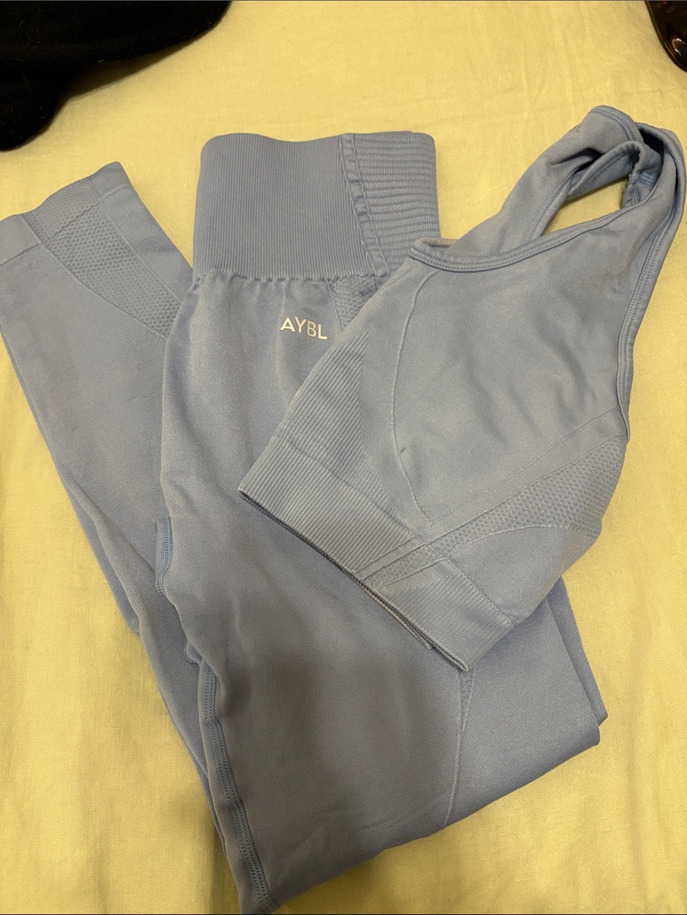 AYBL Dusty Blue High-Waist Leggings and Racerback Sports Bra Set